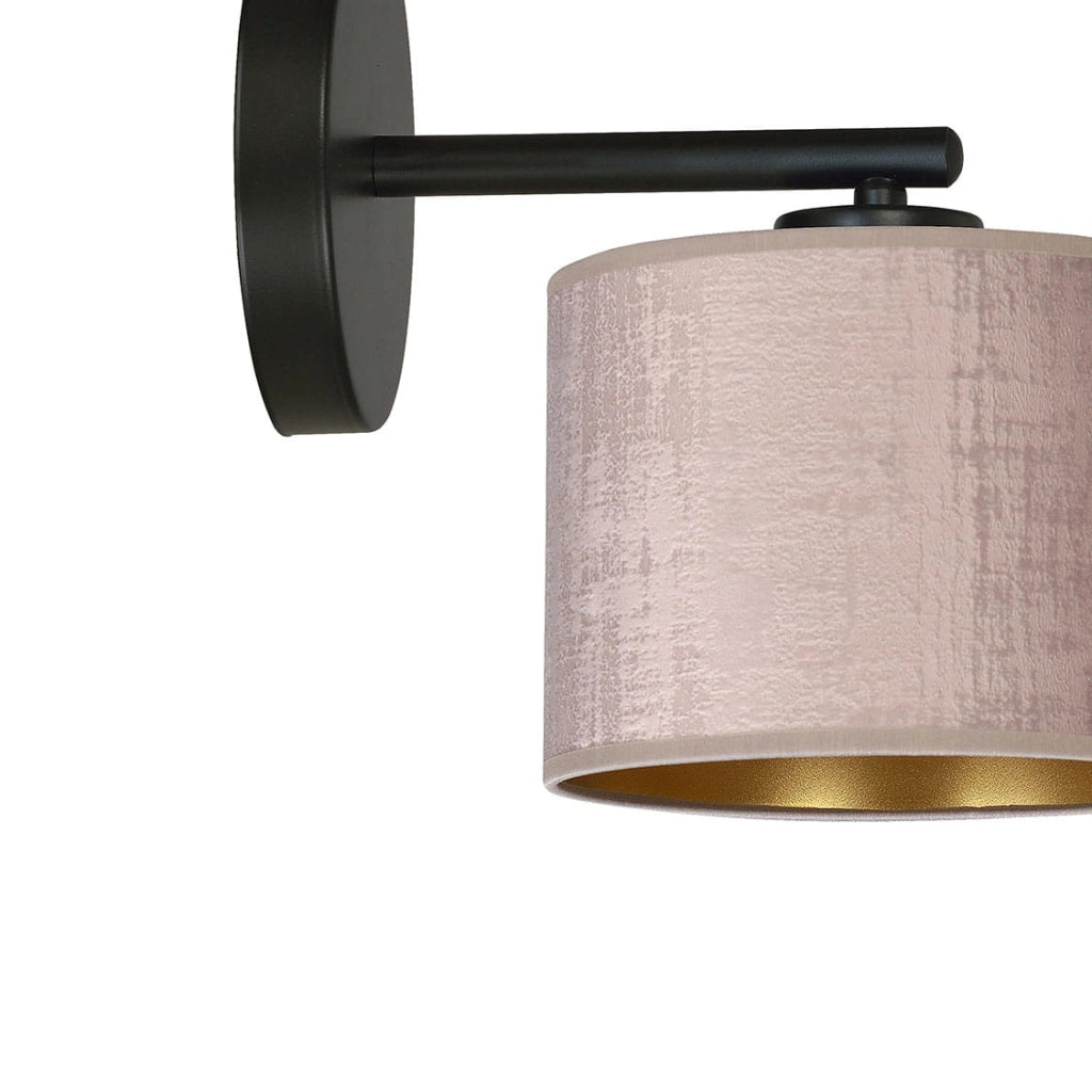 Applique Emibig Hilde K1 1xE27 rosa nero ottone tessuto