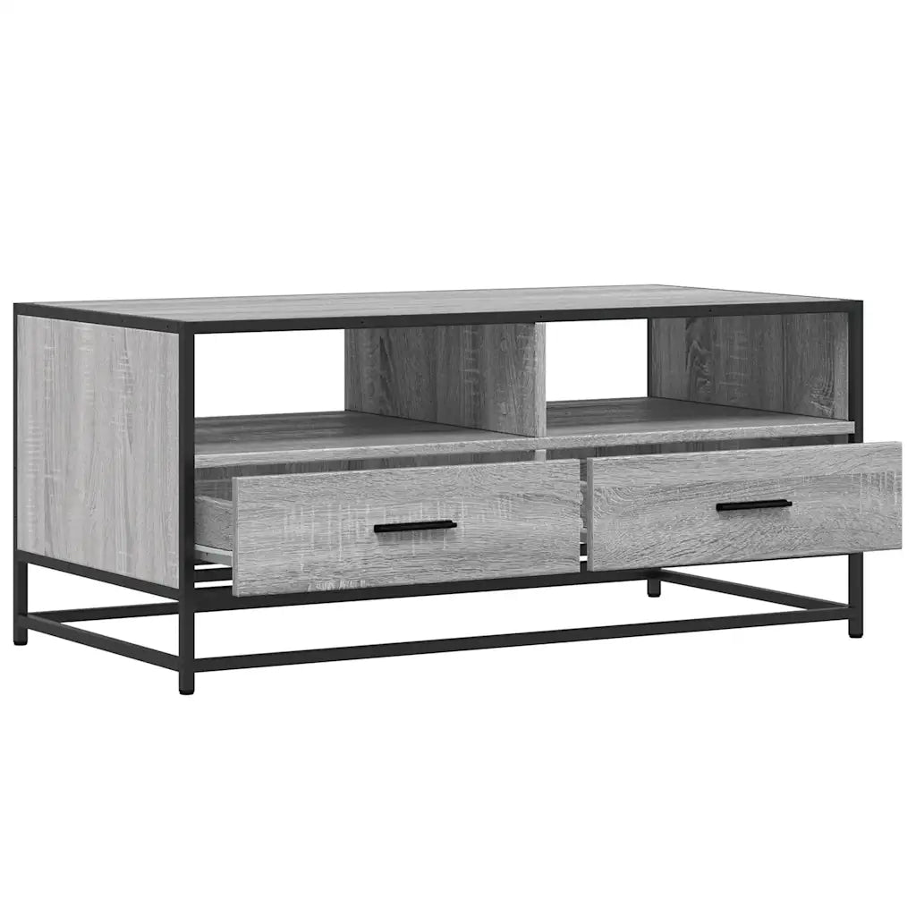 Tavolino Grigio Sonoma 100x50x45 cm Legno Multistrato e Metallo 848787