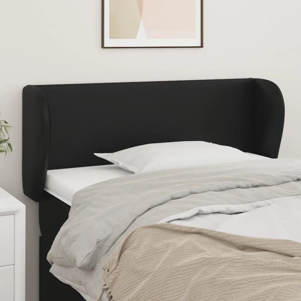 Testiera | Testata ad Orecchio Nera 93x23x78/88 cm in Similpelle