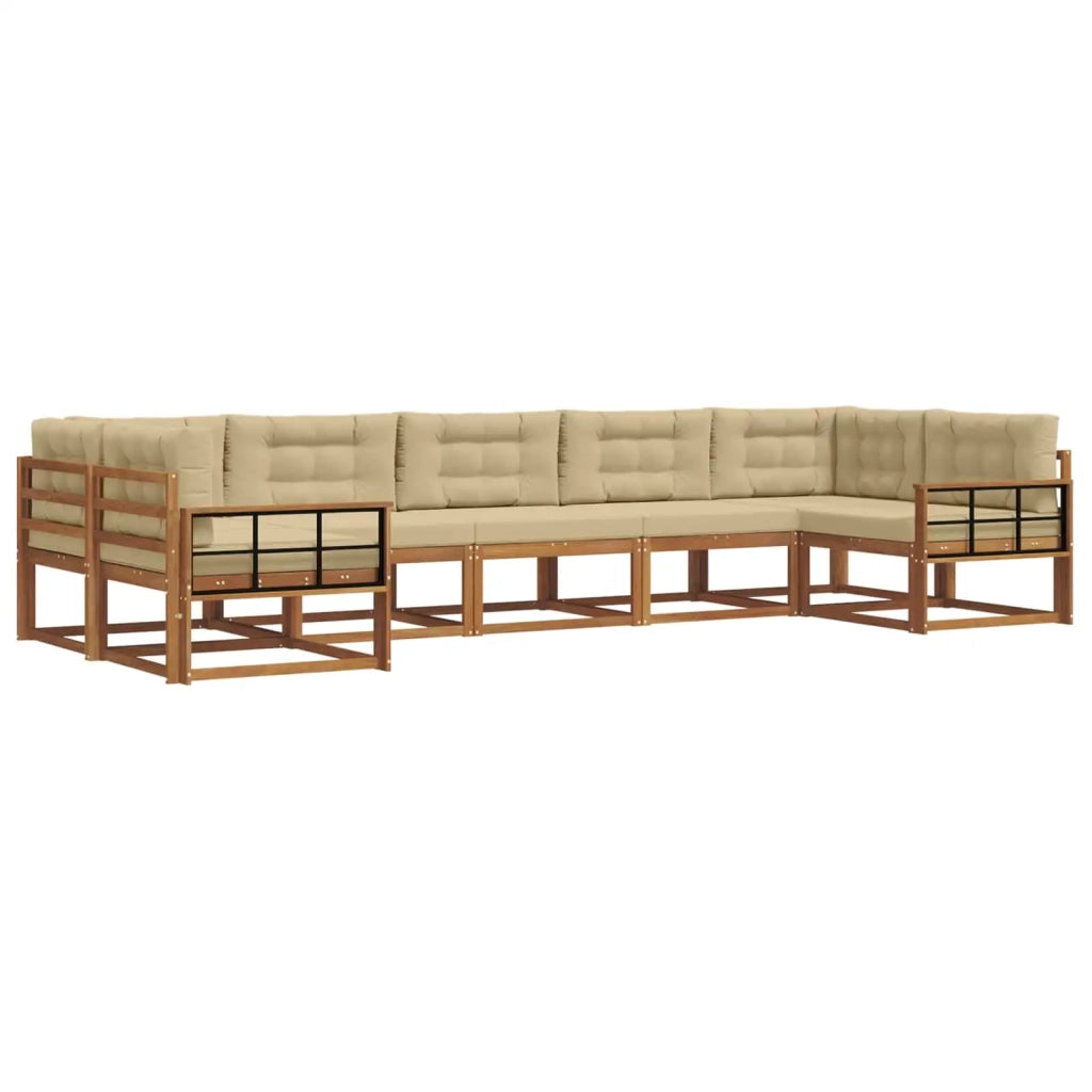 Set di divani da esterno con cuscino 7 pcs Naturale e Beige 3368116