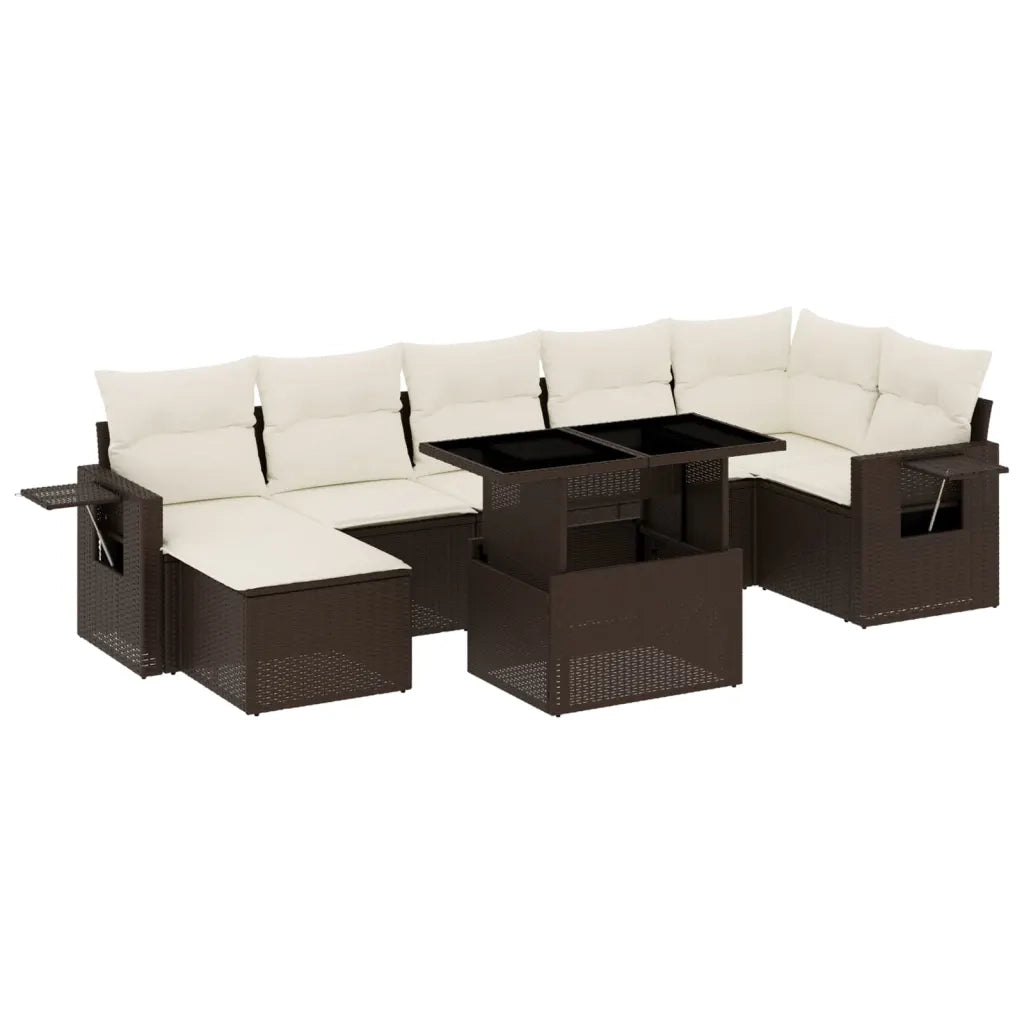 Set Divani da Giardino 8 pz con Cuscini Marrone in Polyrattan 3268063