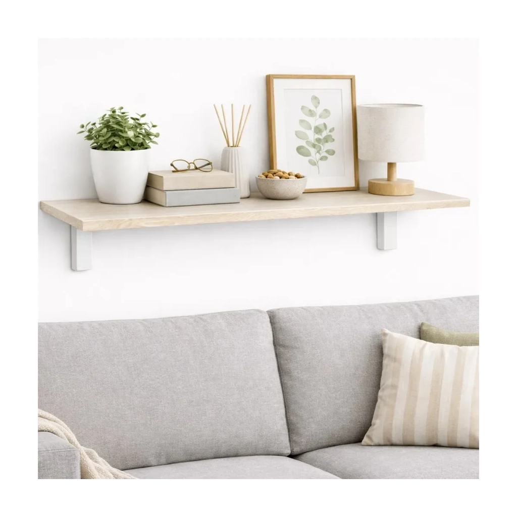 Mensola da Muro da appoggio in Legno nobilitato spessore 1,8 cm in colore Larice Bianco 70x40 cm
