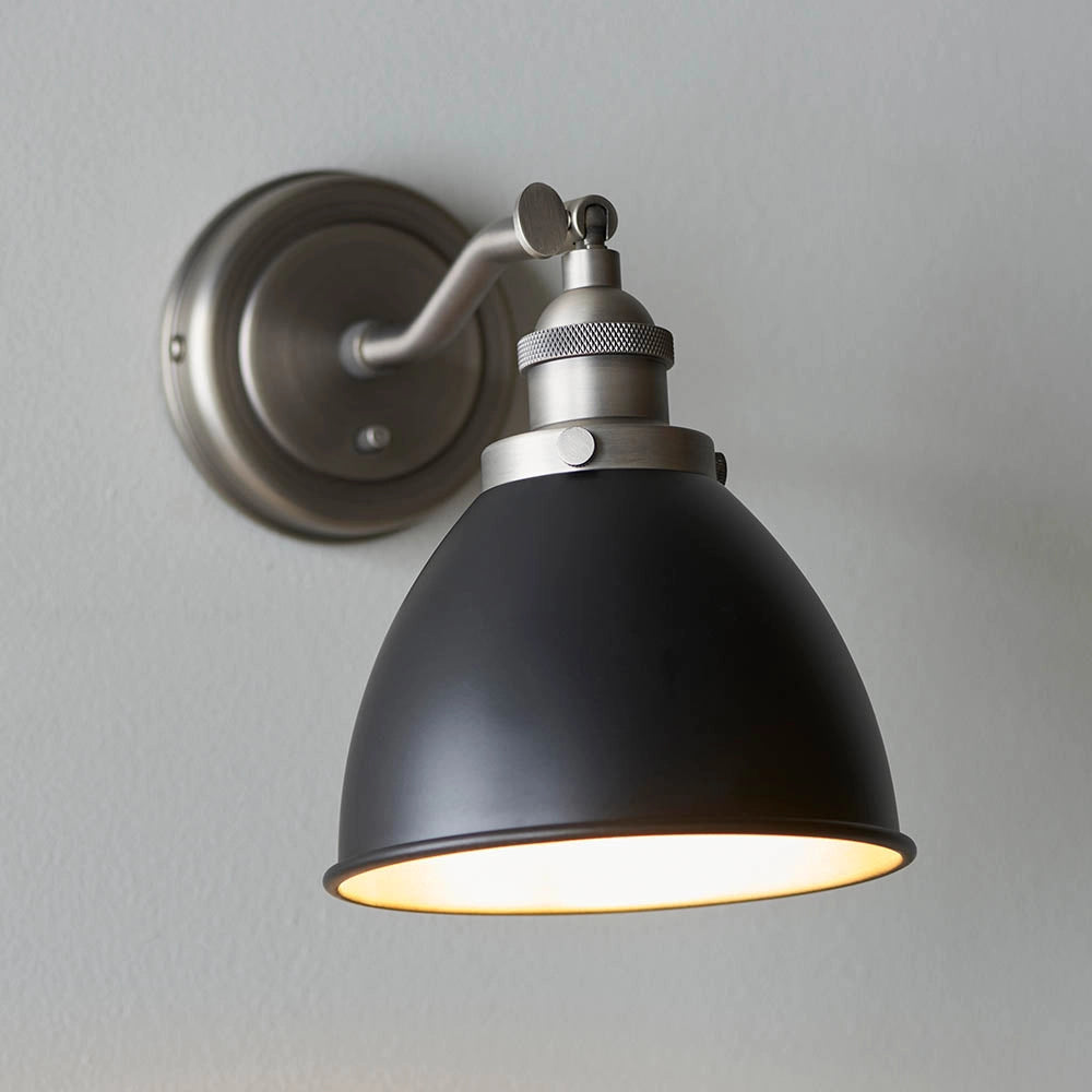 Applique retro Franklin stagno anticato con switch E14 Endon
