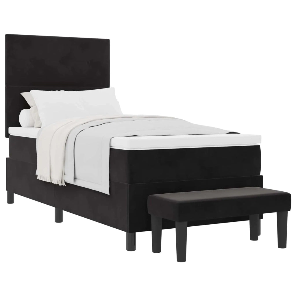 Letto a molle con materasso Nero 90 x 190 cm Velluto