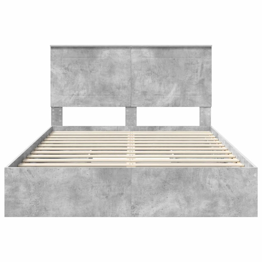 Letto con Contenitore con testiera Grigio cemento 150 x 200 cm 3409541
