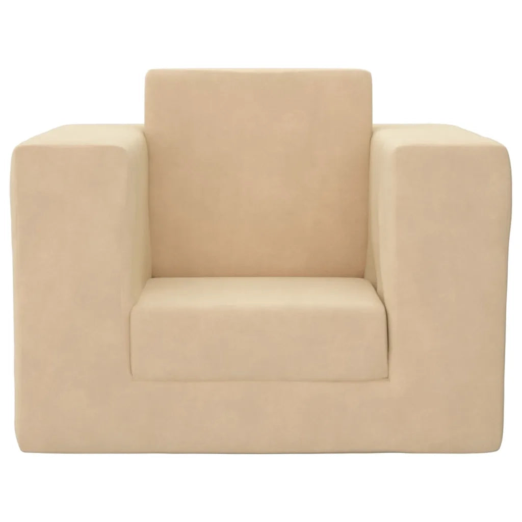 Divano Letto per Bambini Crema in Morbido Peluche 4104805