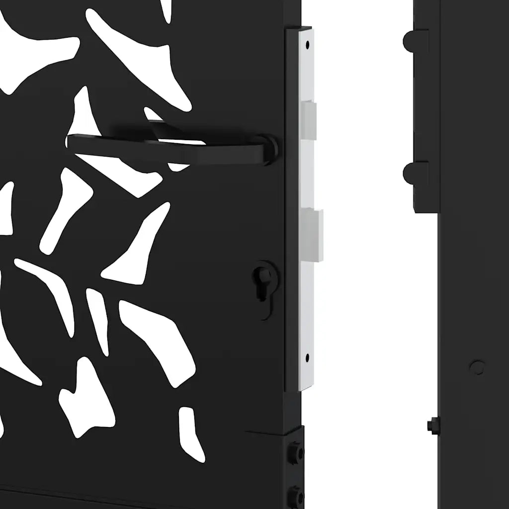 Cancello da giardino nero 100x175 cm in acciaio con design a foglia 4100962