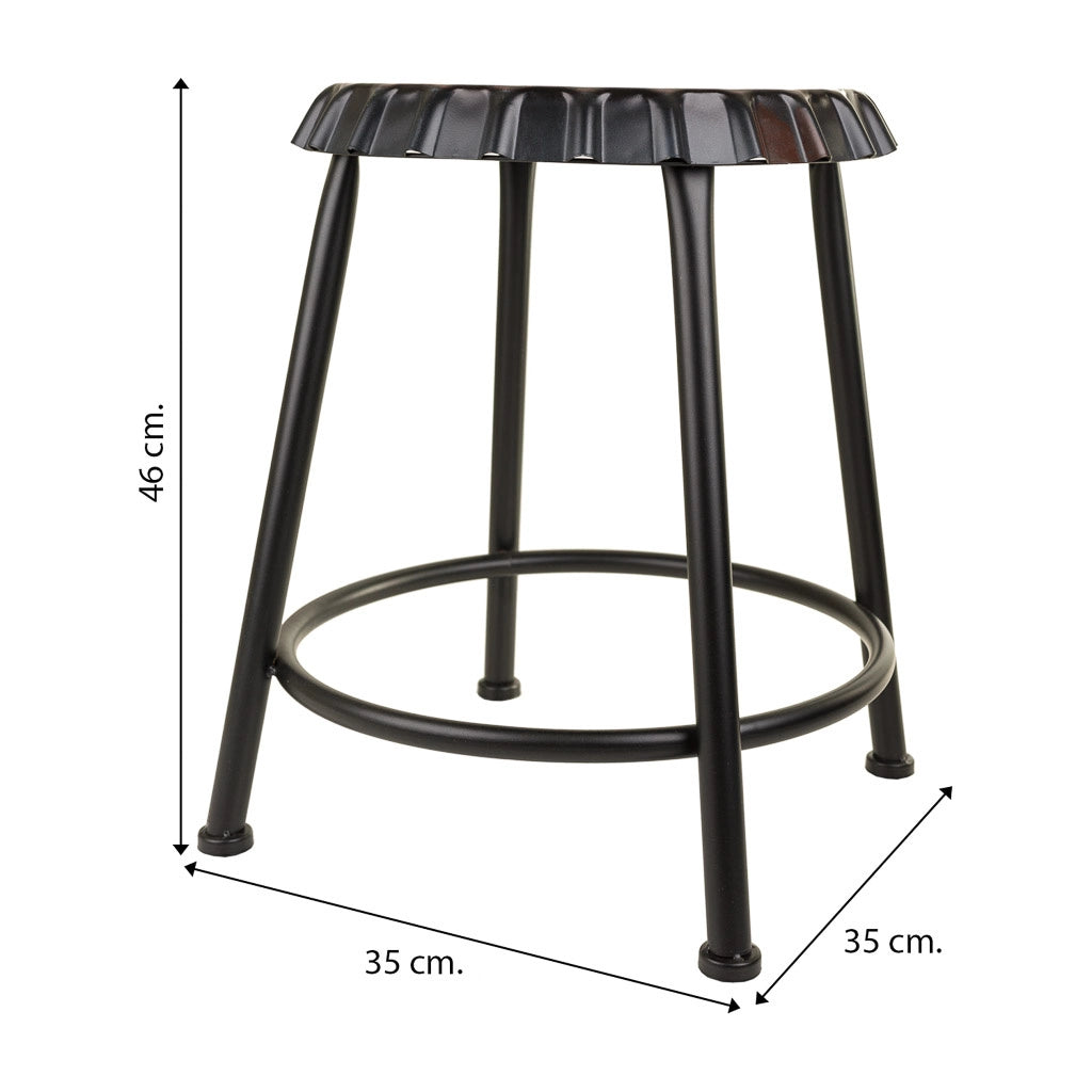 Sgabello in metallo nero 35x35x46 cm