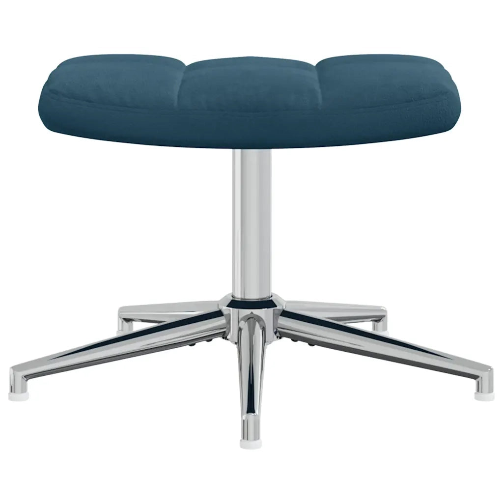 Poltrona Relax con Poggiapiedi Blu in Velluto 328138