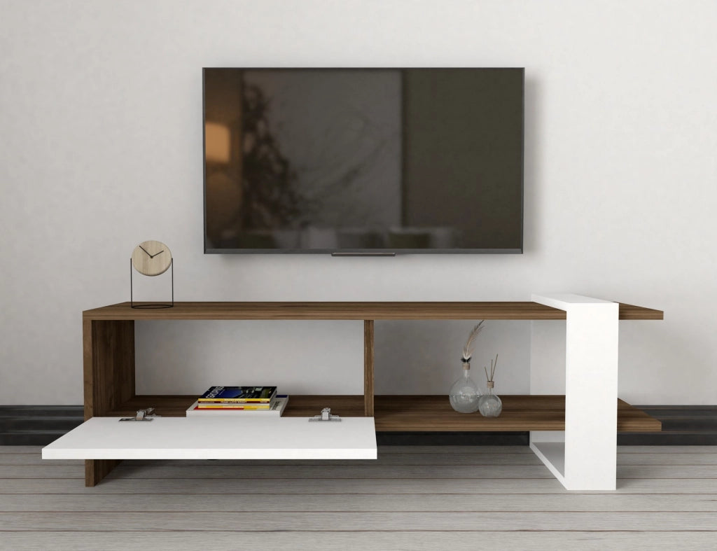 Mazzano, set Mobili da Soggiorno Modulabile, Marrone Noce