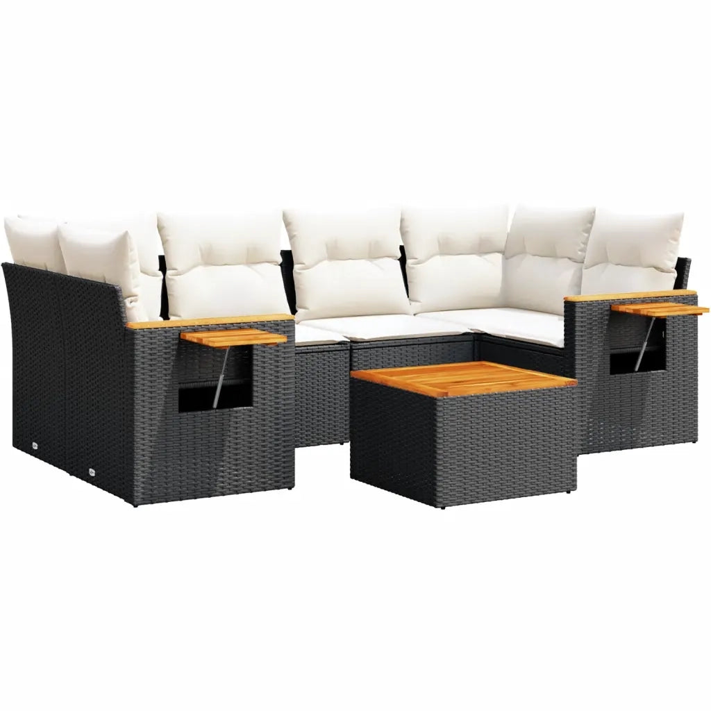Set Divani da Giardino con Cuscini 7pz Nero Polyrattan 3259039