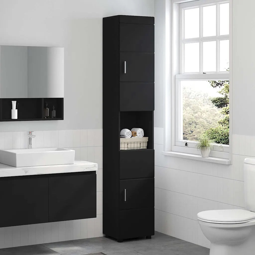 Set di Armadi da Bagno TULUM Nero 37 x 31,5 x 203 cm