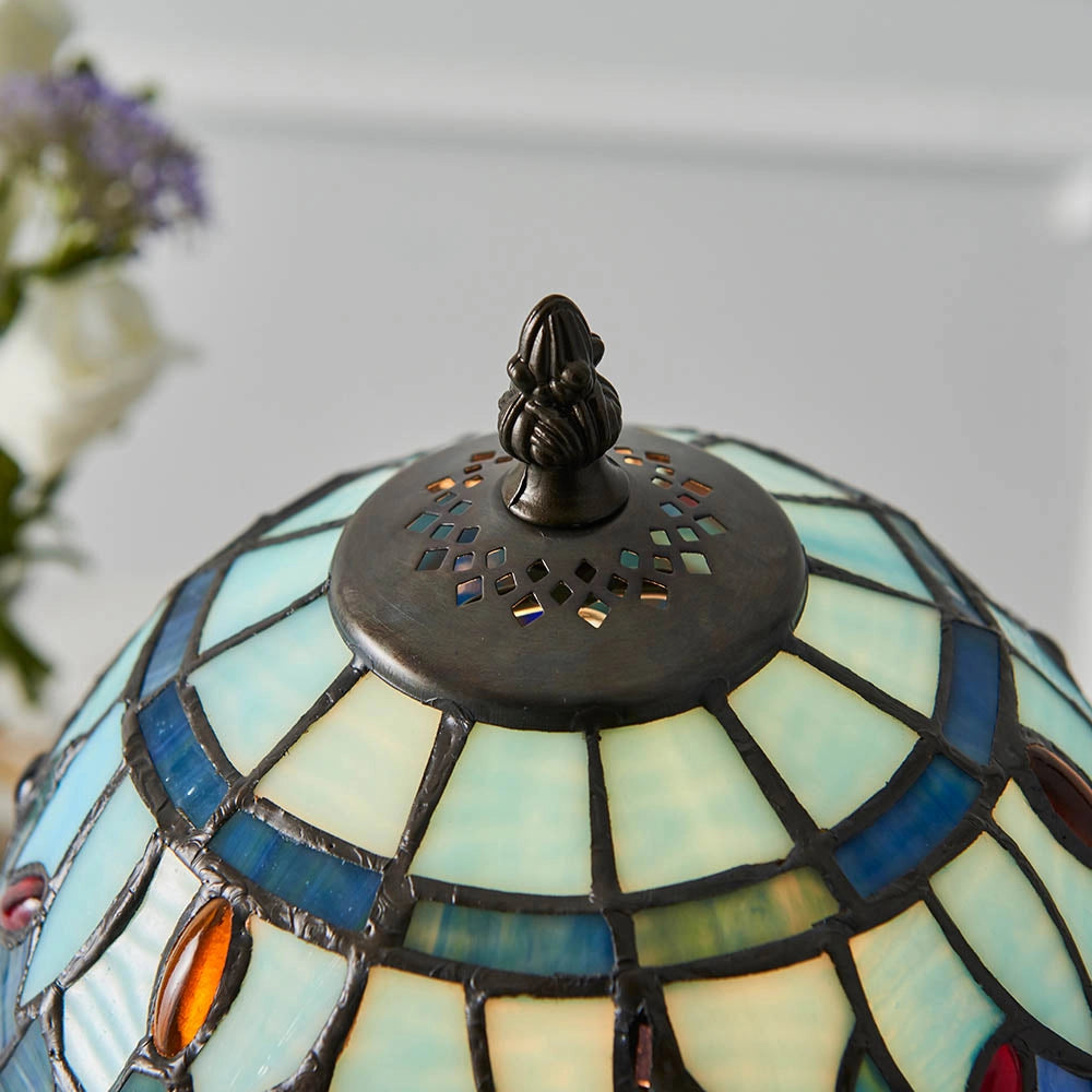 Lampada da tavolo Tiffany Dragonfly blu-verde E14 40W
