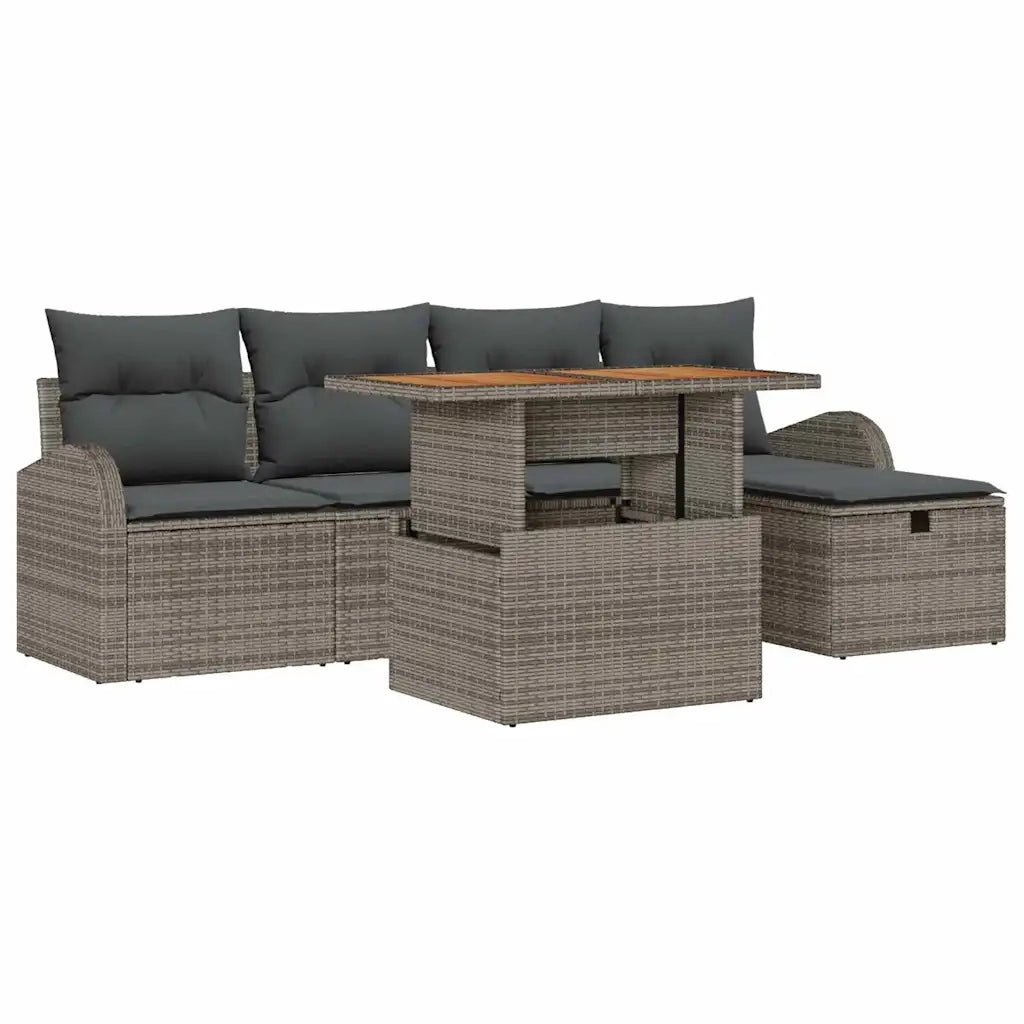Set Divano da Giardino con cuscino 6 pcs Grigio polyrattan 3359961