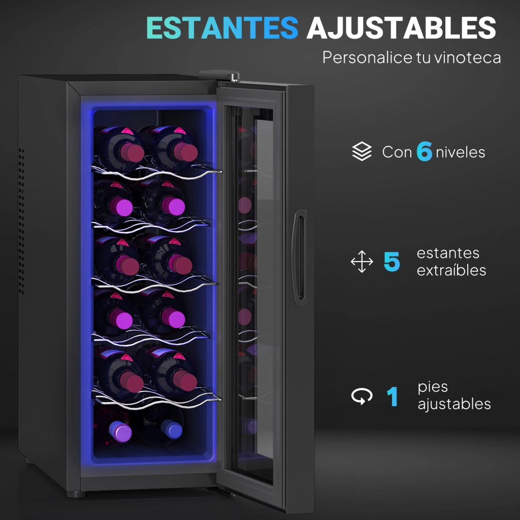 Cantinetta Vino 12 Bottiglie ¨C Xylo ¨C Doppia Refrigerazione Termoelettrica 8-18¡æ Porta Vetro Nero