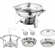Buffet warmer rotonda con capacità di 3,5L per contenitore - Set di 2 - Coperchio trasparente