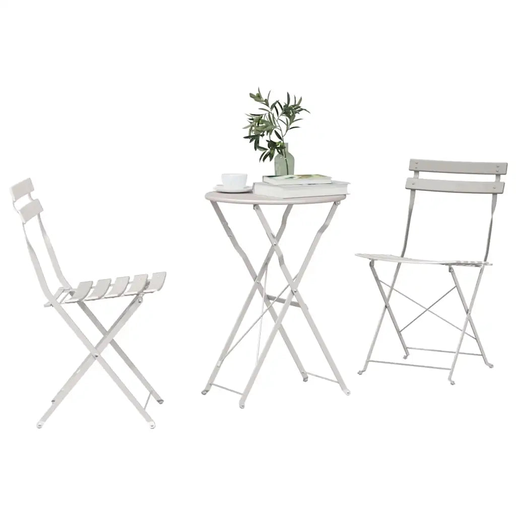 Set Bistro Pieghevole 3 pcs Beige Acciaio 42002971