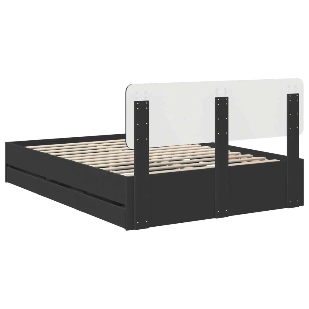 Letto matrimoniale | Letto per adulti | Struttura del letto Nero 160 x 200 cm Legno ingegnerizzato