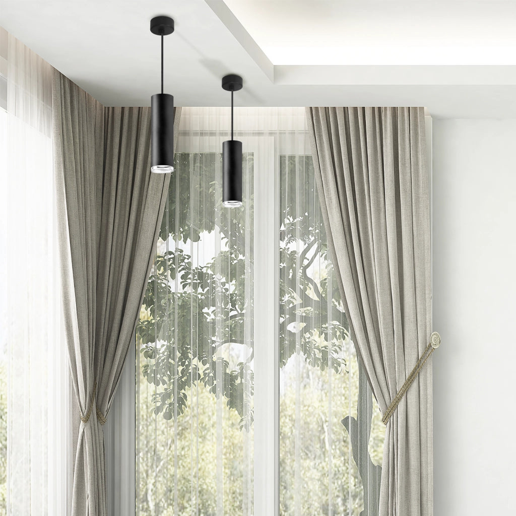 Lampada a sospensione Polux Turyn nera GU10 IP44 Ø5,5cm