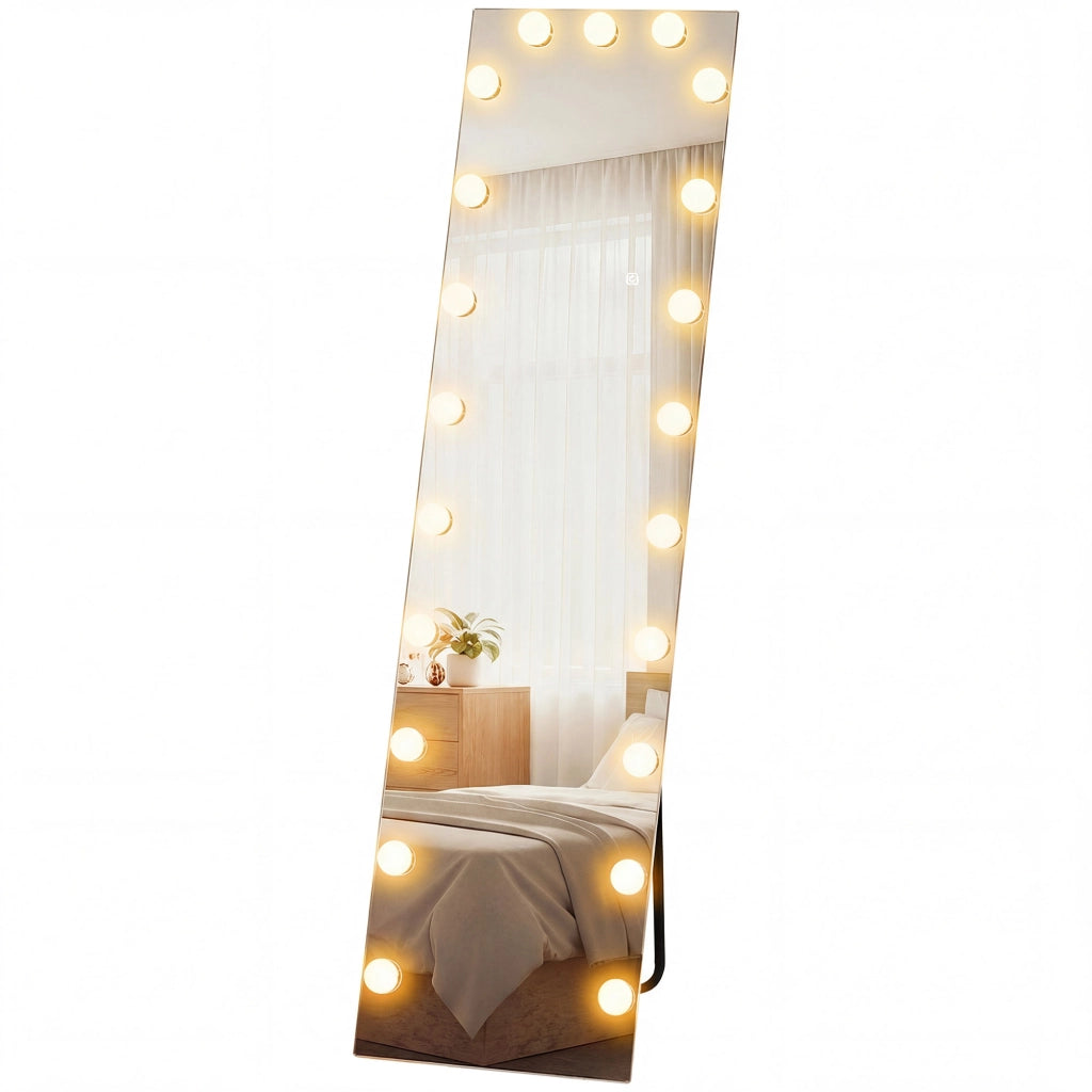 Specchio da terra LED RGB 150x40 cm ¨C Minimal ¨C specchio, 21 lampadine, 7 colori, touch