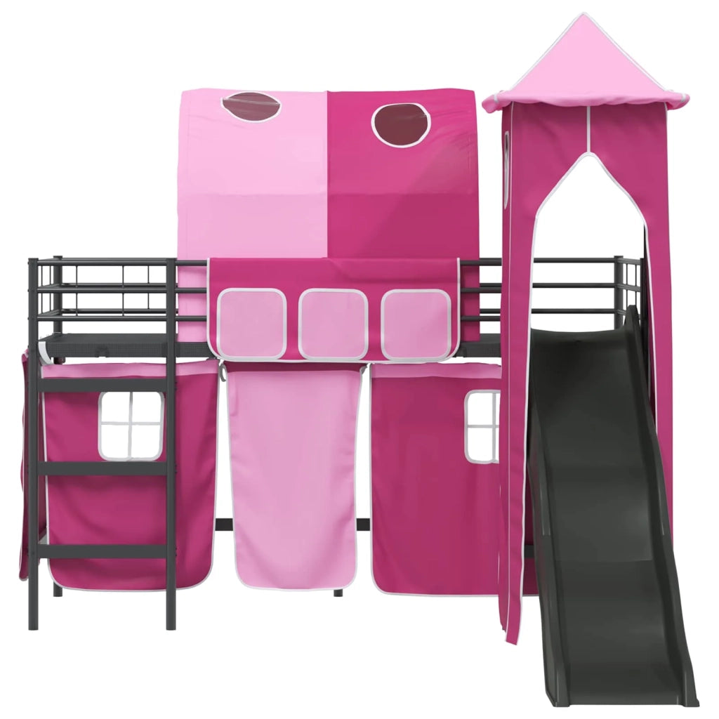 Struttura del letto loft per bambini Nero e rosa 75 x 190 cm 42020885