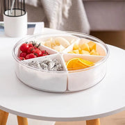 Cassa di conservazione alimentare con coperchio - 5 piatti rimovibili - contenitore di conservazione alimentare - 5 compartimenti - Natale (circolare)