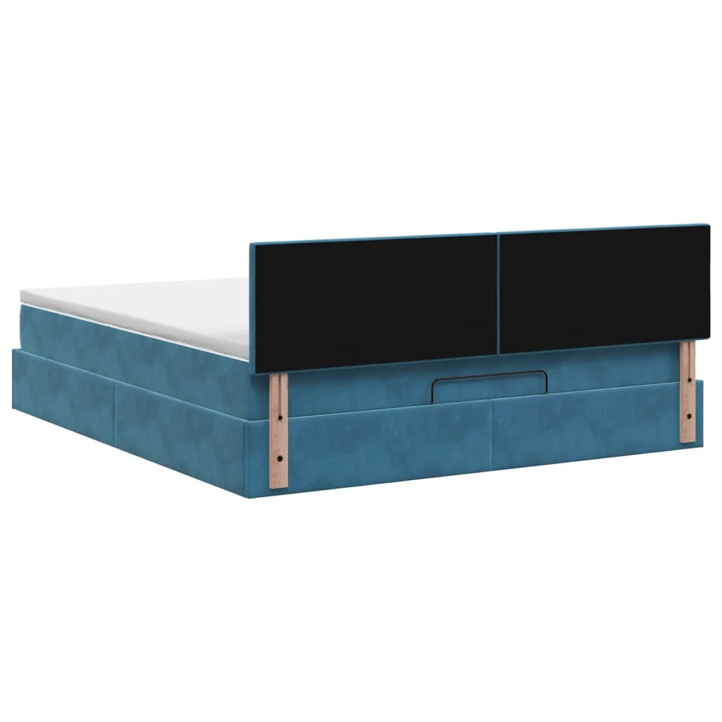 Letto Ottomano con Materasso e LED Blu scuro 160 x 200 cm 3457225