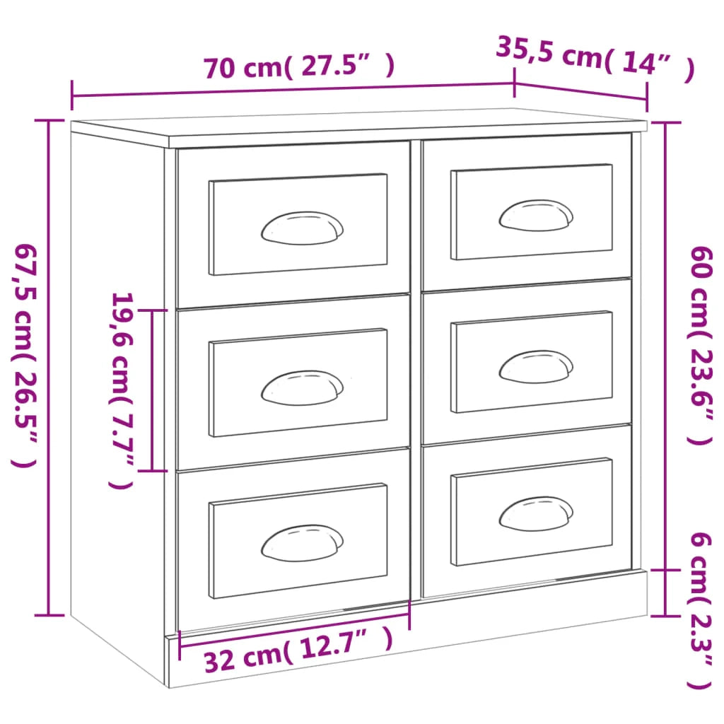 Buffet credenza cassettiera armadio mobile contenitore organizer cucina soggiorno salotti set di 2 legno ingegnerizzato marrone 02_0036751