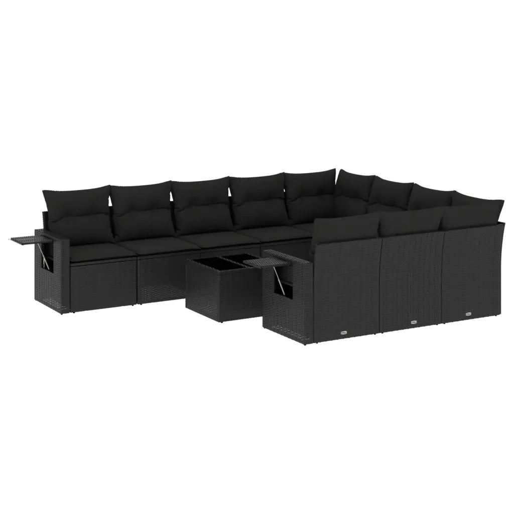 Set Divani da Giardino 11 pz con Cuscini in Polyrattan Nero 3253032