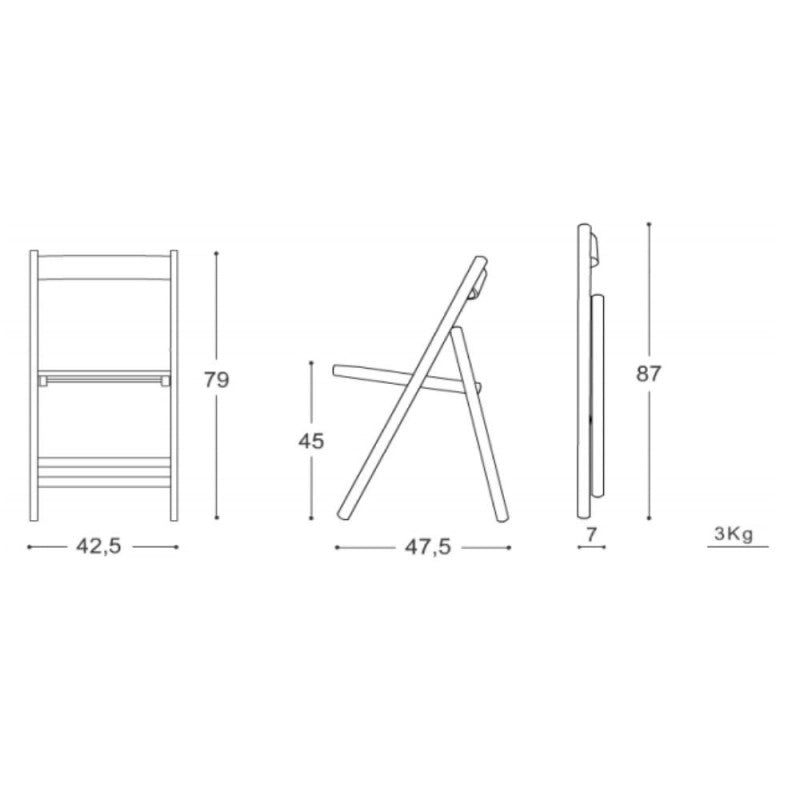Sedia pieghevole Penelope in legno noce set 4 pezzi