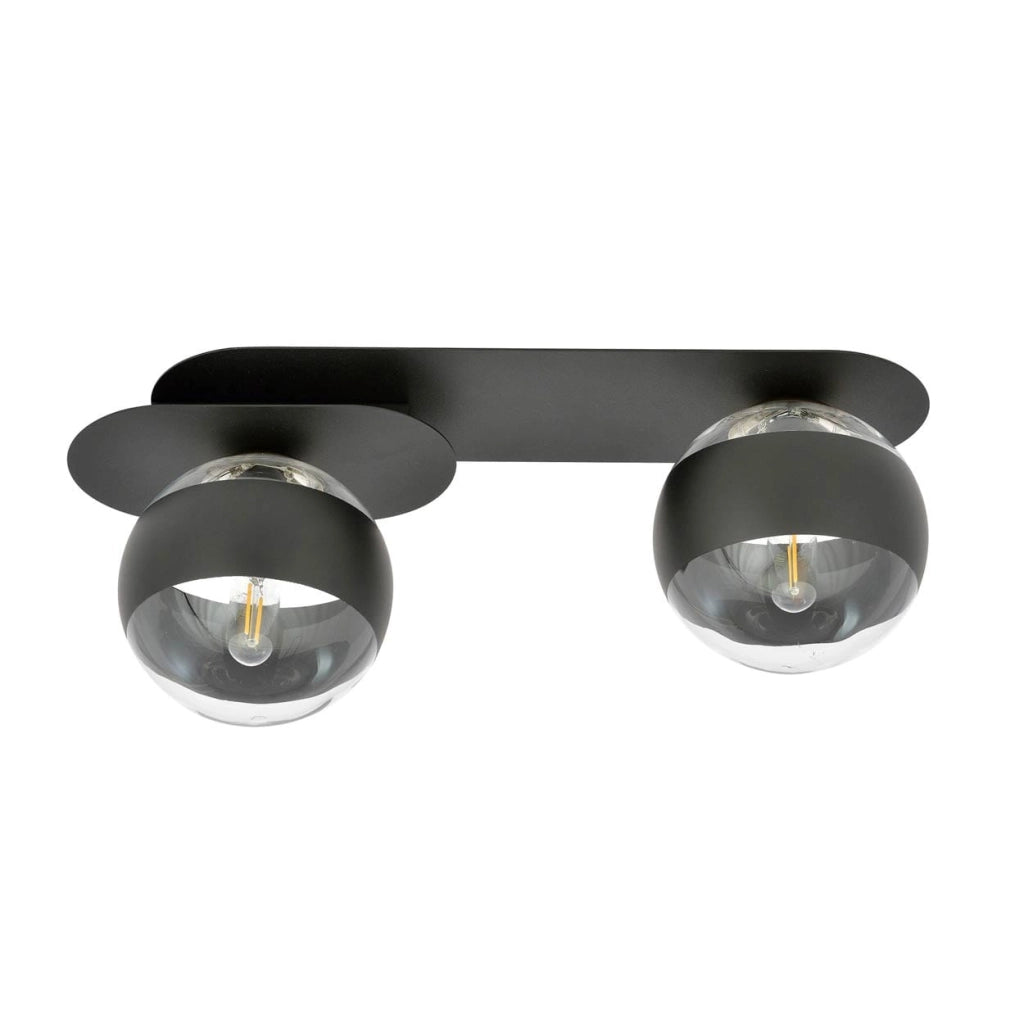 Plafoniera Emibig Plaza 2 luci E14 nera trasparente