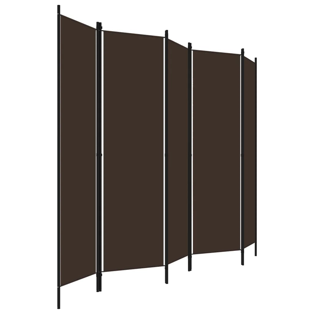 Divisorio Ambienti | Divider per stanze | Paravento a 5 Pannelli Marrone 250x180 cm
