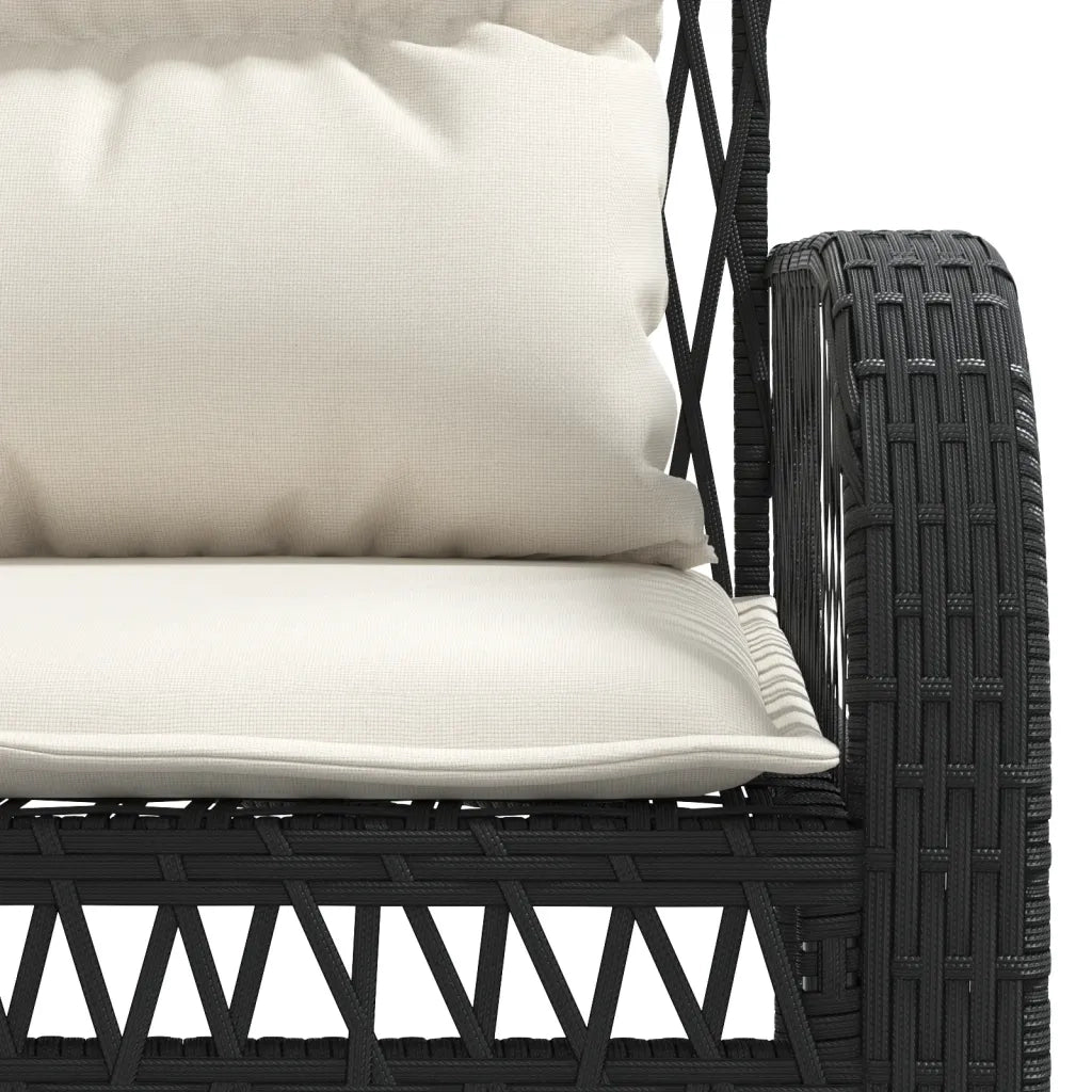 Set Divani da Giardino 4 pz | Set Salotto da Giardino con Cuscini Nero in Polyrattan