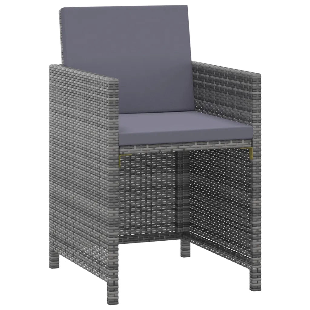 Set da Pranzo da Giardino 3 pz con Cuscini Polyrattan Grigio 3095500