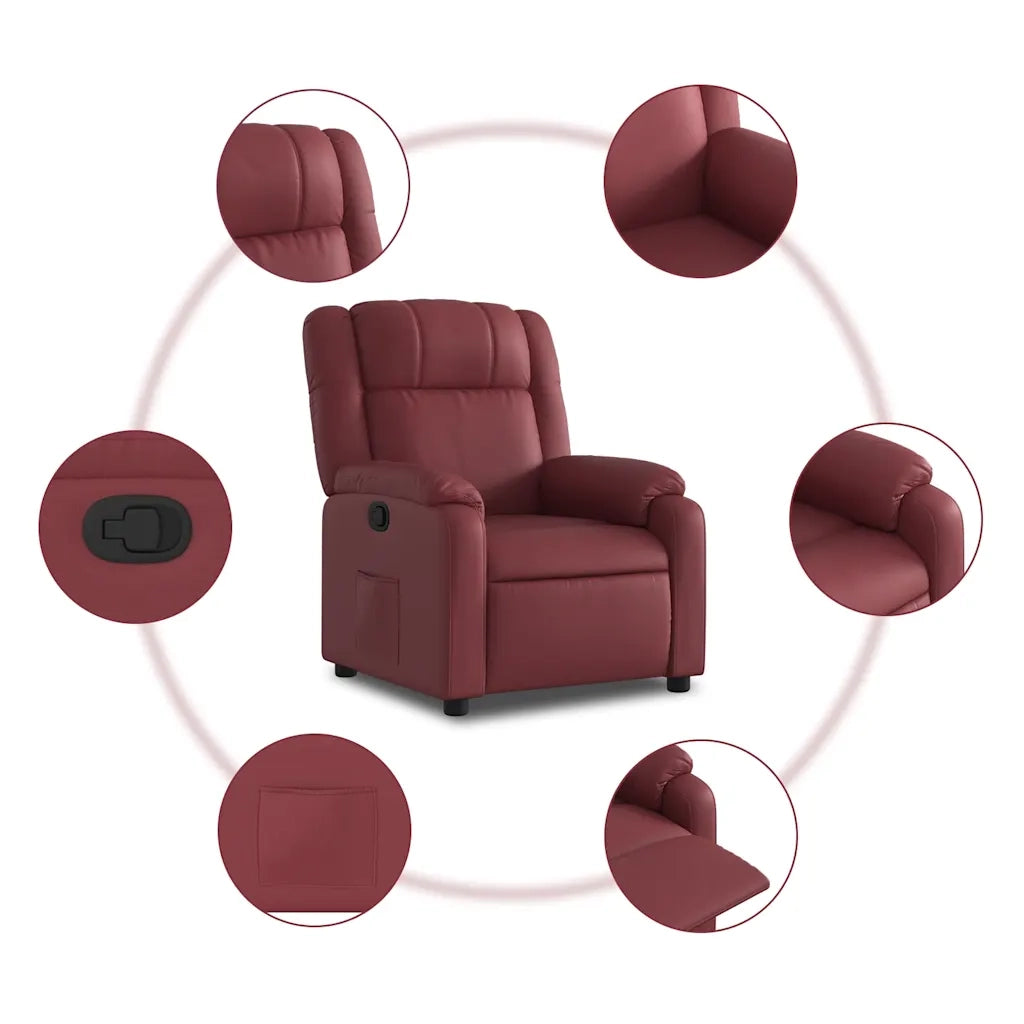 Poltrona Reclinabile Rosso Vino in Similpelle 373526