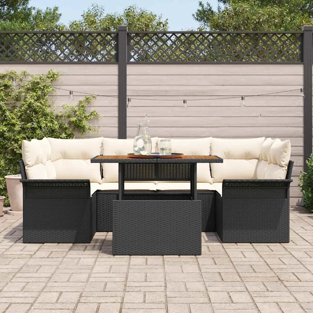 Set Divano da Giardino con archiviazione 7 pcs Nero Poly Rattan 3358021