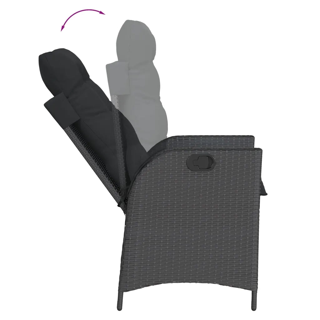 Set da Pranzo da Giardino 9 pz con Cuscini Nero in Polyrattan 3213117
