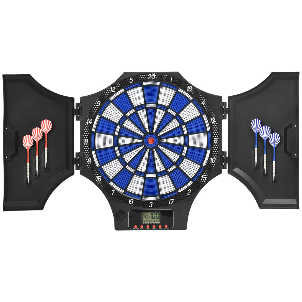 Bersaglio Elettronico con 6 Freccette e Monitor LCD per 31 Giochi 83x45x4 cm Nero e Blu