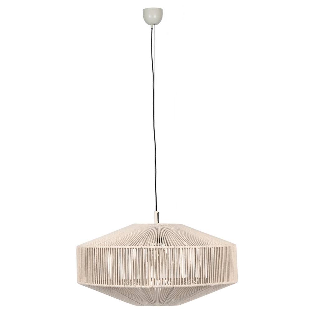 Lampada a sospensione boho beige cotone 61cm E27 Trio