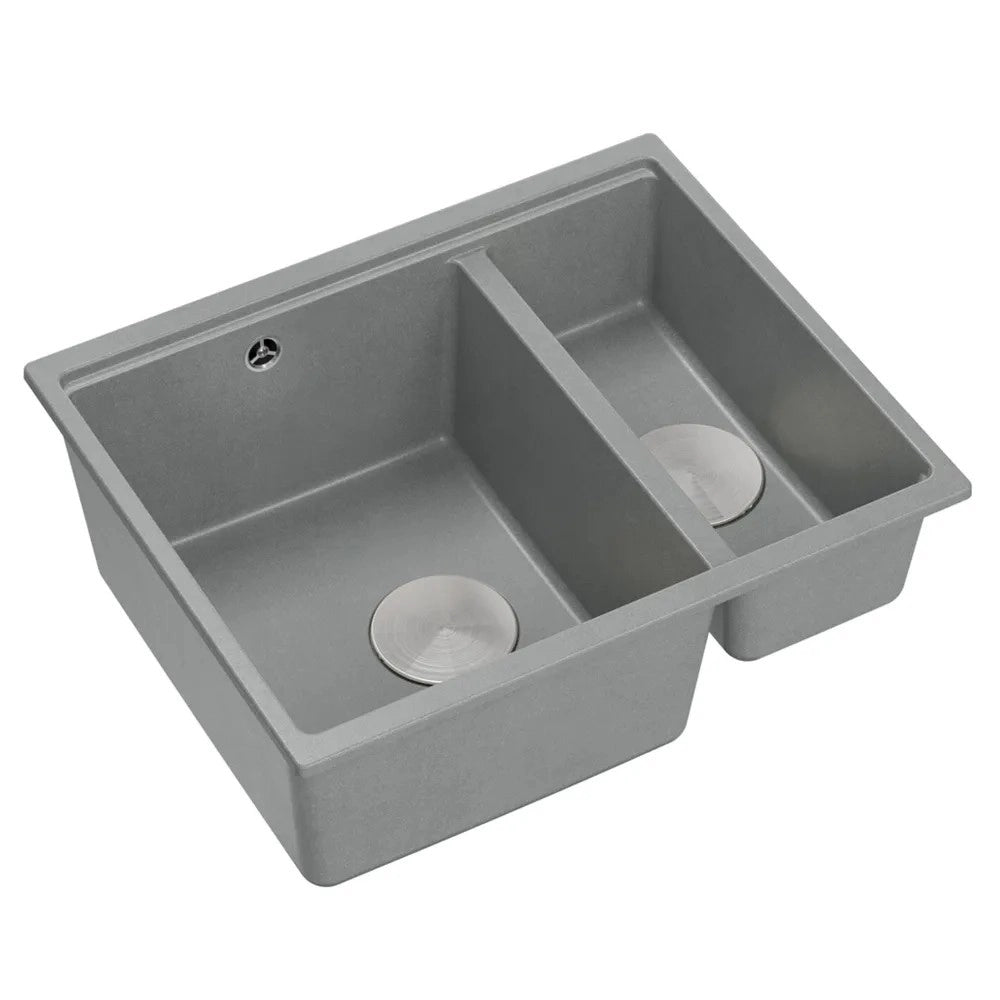 Lavello In Granito Logan 150 Grey Metallic Tappo rame spazzolato