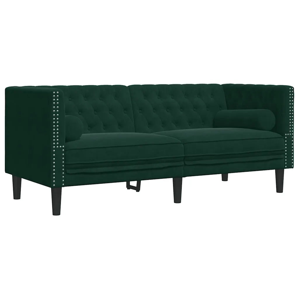 Set Divani Chesterfield 2pz con Cuscini Verde Scuro Velluto 3209293
