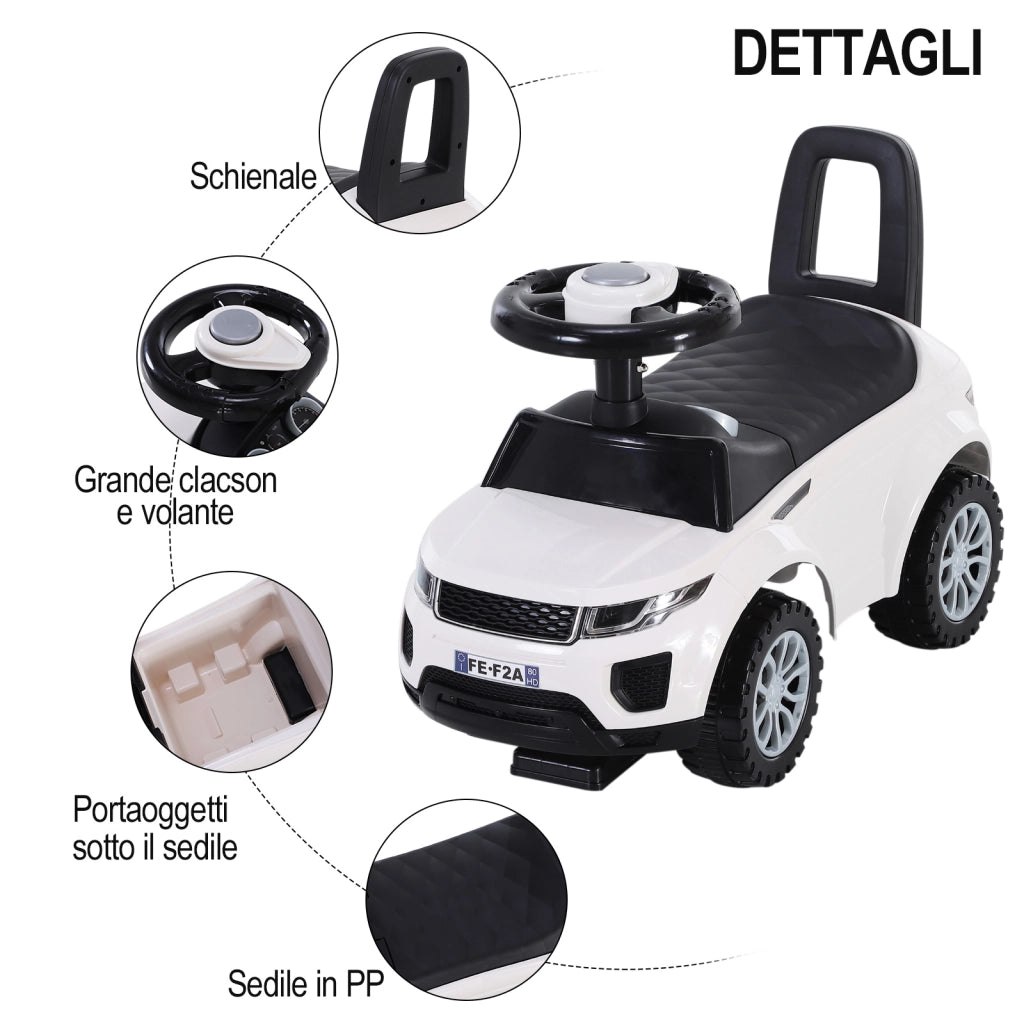 Macchina Cavalcabile per Bambini ¨C Minimal ¨C Bianco con Vano Contenitore