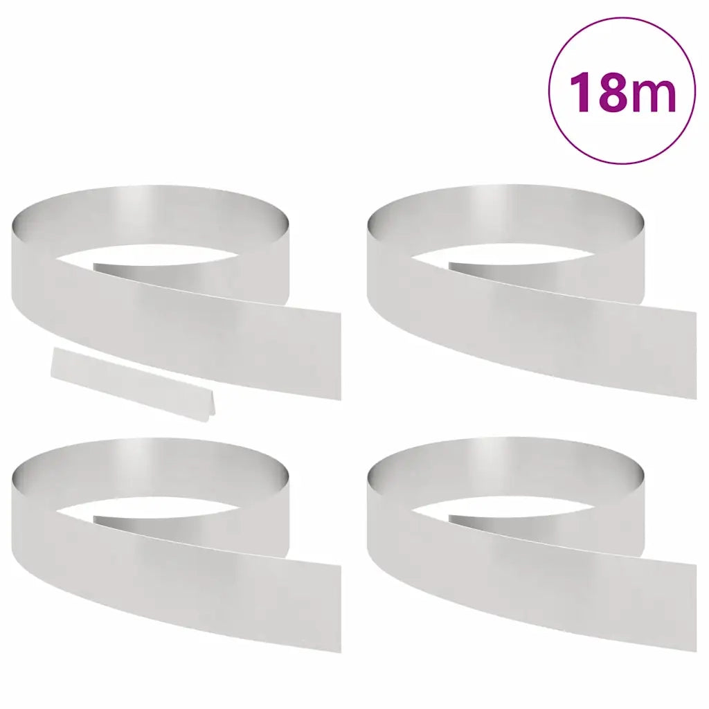 Bordura per Prato 4 pcs Argento 450 x 0.05 x 15 cm 868023
