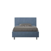 Letto una piazza e mezza contenitore imbottito 120x200 microfibra blu Adele