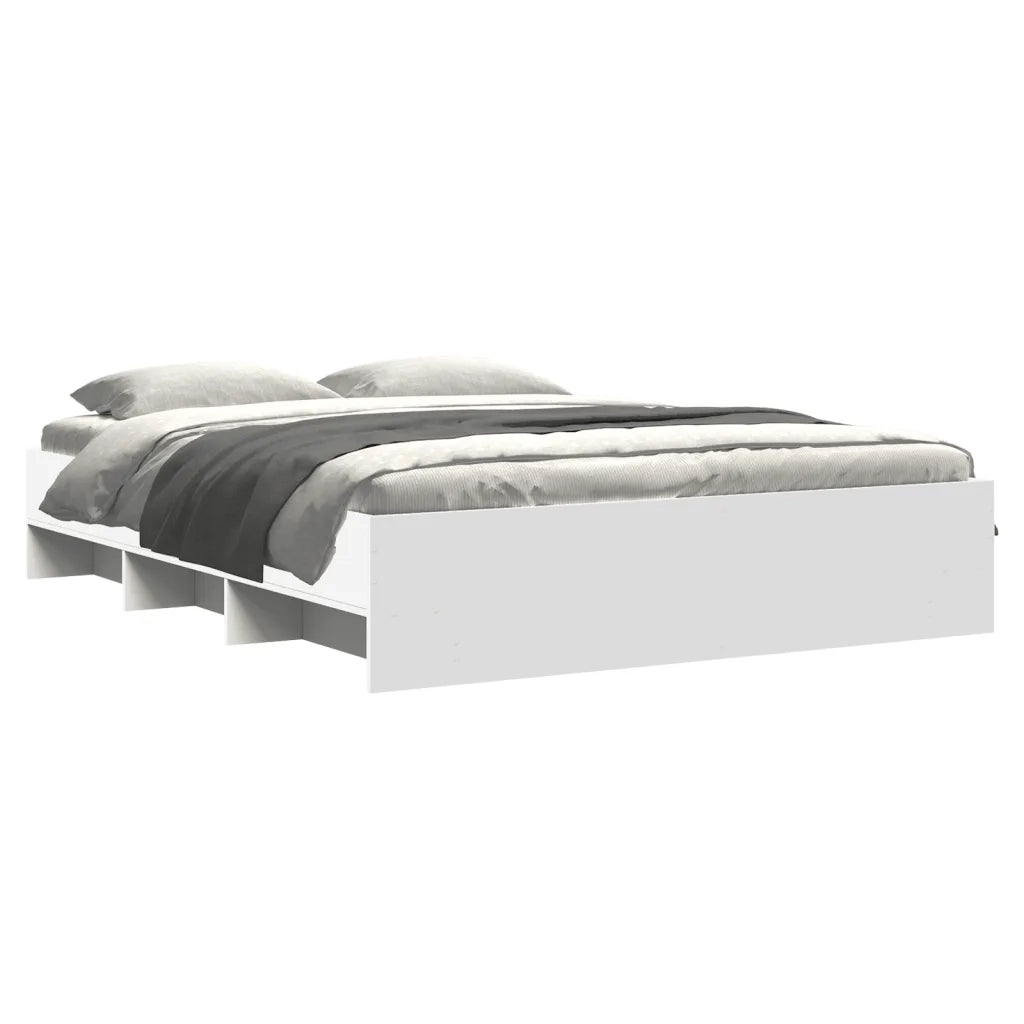 Letto matrimoniale | Letto per adulti | Giroletto senza Materasso Bianco 160x200cm in Legno Multistrato