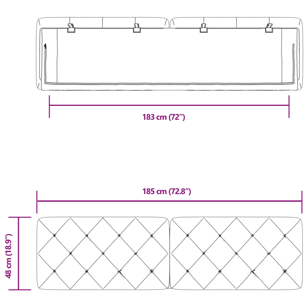 Cuscino Testiera Grigio Chiaro 180 cm in Velluto 374739