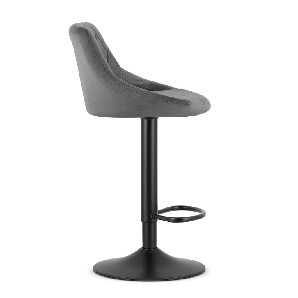 Sgabello da bar girevole OSKAR KAST velluto grigio con base nera