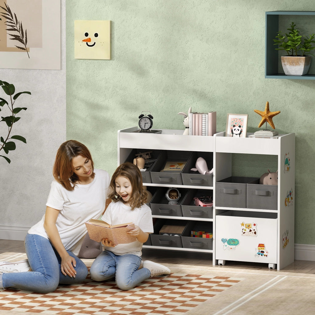 Organizzatore per bambini con 11 cesti ¨C zephmum ¨C bianco 105x30x80 cm