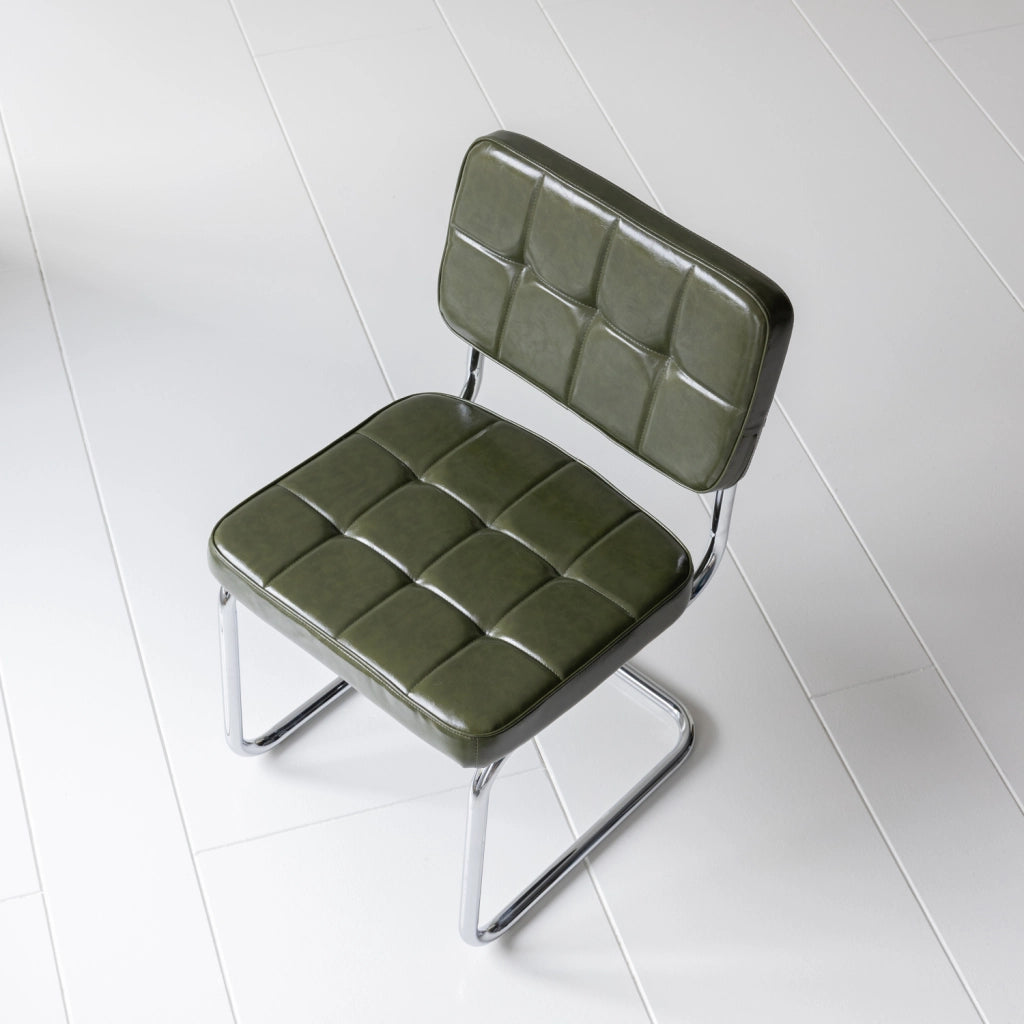 Set di 2 sedie cantilever in similpelle verde cachi MARIA