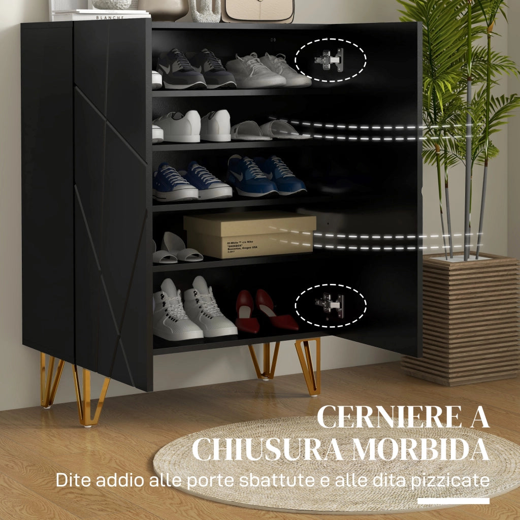 Scarpiera Moderna con Ripiani Regolabili ¨C Minimal ¨C Nero